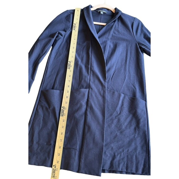 Eileen Fisher Navy Blue Stretch Pockets Open Front Long Blazer Cardigan Sz XS - Picture 7 of 11